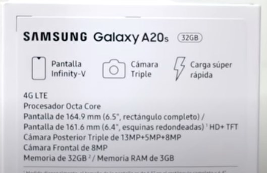 Características Samsung Galaxy a20s en Honduras