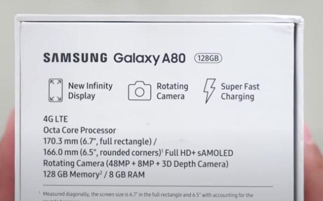 Características del Samsung Galaxy a80 precio en Honduras